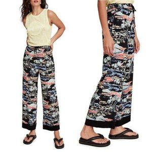 Free People Blue Lagoon Print Pants sz XS Black